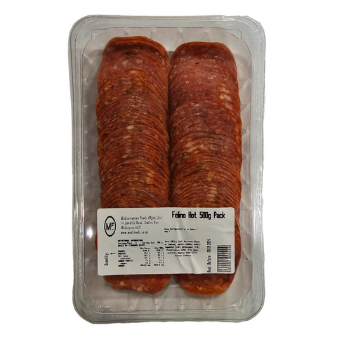 FELINO HOT SALAMI SLICED 500g TRAY