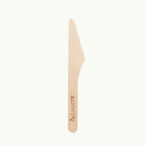 WOODEN CUTLERY 16cm KNIFE (100 PACK) ECOWARE