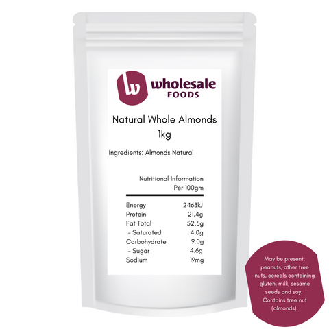NUTS ALMONDS NATURAL WHOLE 1kg