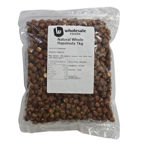 NUTS HAZELNUTS RAW 1KG BAG