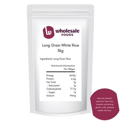 LONG GRAIN WHITE RICE 3kg BAG