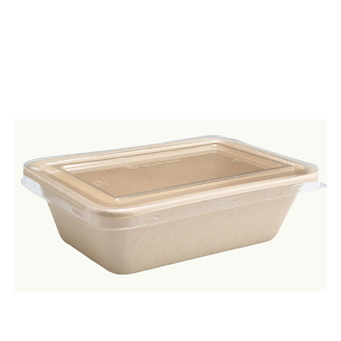 BAMBOO FOOD BOX CLEAR LID FOR 700ml (100 PER SLEEVE) ECOWARE