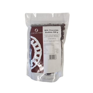 CHOCOLATE COUVERTURE MILK 32% BUDLETS 500g BAG COCOA FARM