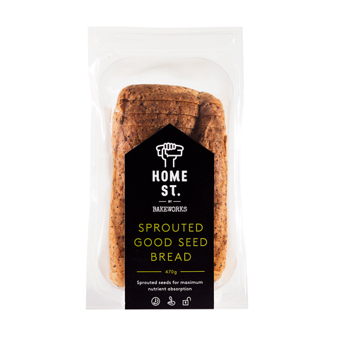 BREAD GLUTEN FREE LOAF GOOD SEED SPROUTED 470g BAKEWORKS