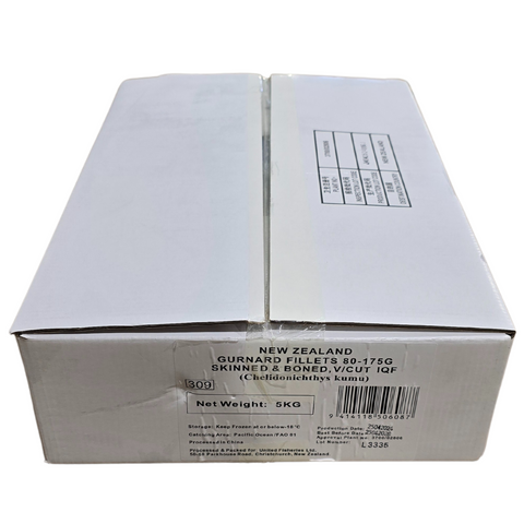 GURNARD FILLETS FROZEN 5kg SKLS/BLS 80-175g UNITED FISH.