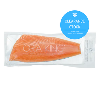 SALMON ORA FILLETS SKIN ON BONE OUT FROZEN CLEARANCE