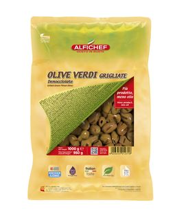 GRILLED PITTED GREEN OLIVES 1kg pouch