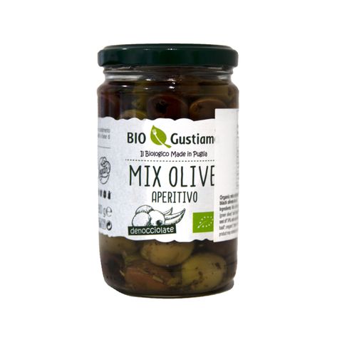 ORGANIC FIVE SPICES MIXED PITTED OLIVES IN OIL 280g JAR