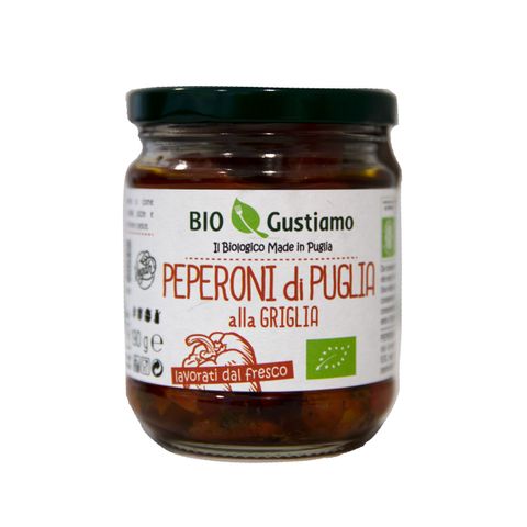 ORGANIC GRILLED PEPPERS IN OIL 190g JAR