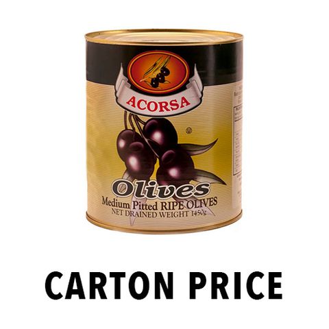 OLIVES BLACK PITTED A10 (1.56kg NET DR WEIGHT)