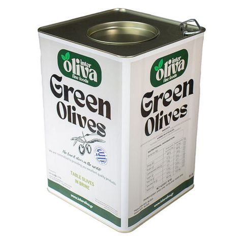 GREEN OLIVES PITTED COLOSSAL (121/140) 10Kg D/W TIN