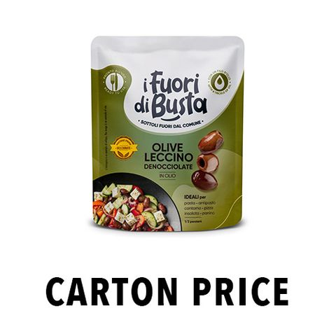 **PITTED LECCINO OLIVES 12x100g pouch