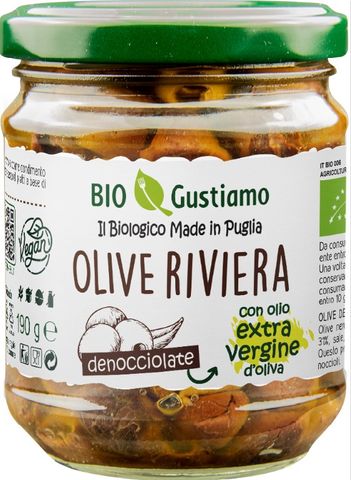 ORGANIC OLIVES BLACK PITTED IN EVO OIL 190g JAR