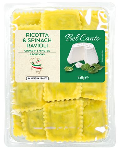 RAVIOLI BEL CANTO RICOTTA & SPINACH 250g