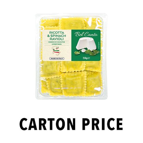 RAVIOLI BEL CANTO RICOTTA & SPINACH 250g