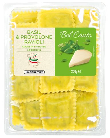 RAVIOLI BEL CANTO BASIL & PROVOLONE 250g.