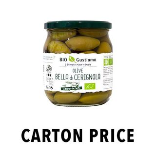 ORGANIC OLIVES GREEN BELLA DI CERIGNOLA IN BRINE 550g JAR