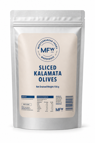 KALAMATA STYLE OLIVES SLICED in Pouch (NDW 936g)
