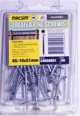 SCREWS EXTERNAL GALVANISED 8g X 51MM