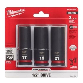 MILW S/WAVE IMP SOCK SET 1/2" DVE 3PC