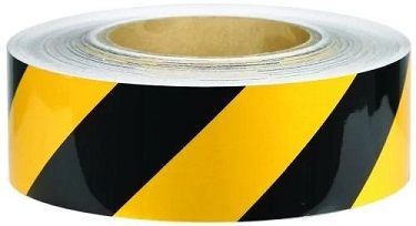 YELLOW/BLACK REFL TAPE CLASS 2 50MM X 5M