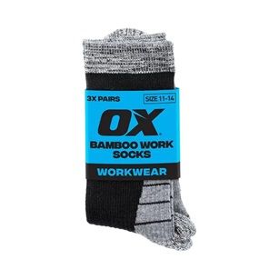 OX BAMBOO WORK SOCKS SIZE 11-14 3PK