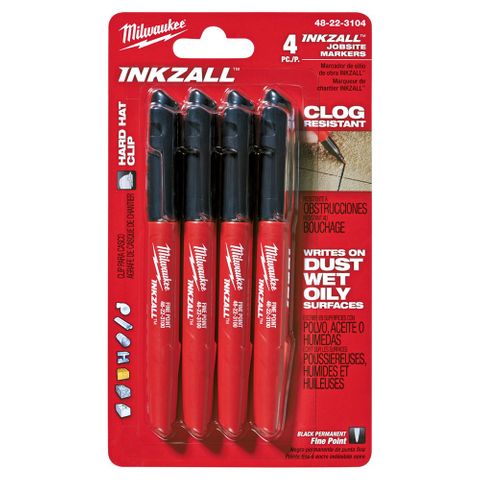 MILW INKZALL FINE POINT BLACK 4PK