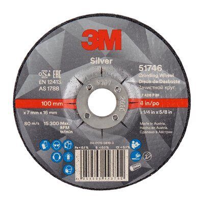 3M SILVER GRIND WHEEL 100 x 7 x 16MM