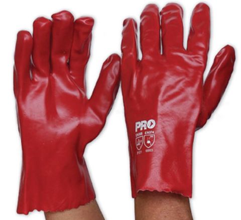 GLOVE RED DIPPED PVC 45cm