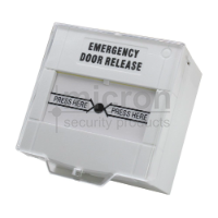 Micron RESETABLE White Glass Break Labelled Emergency Door Release. Double Pole