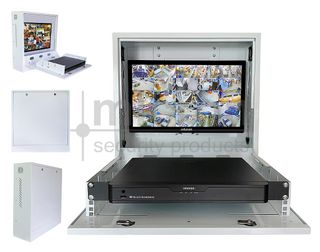 Vertical Lockable Wall Mount Cabinet For NVR and Upto 24" Monitor. Supplied with Fan And PDU