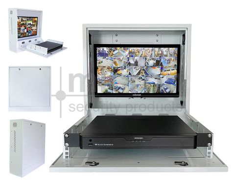 Vertical Lockable Wall Mount Cabinet For NVR and Upto 24" Monitor. Supplied with Fan And PDU