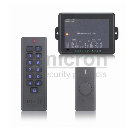 Wireless Access Control Kit Vandal Keypad, RTE Button, receiver, Requires 2 x AAAA Batteries