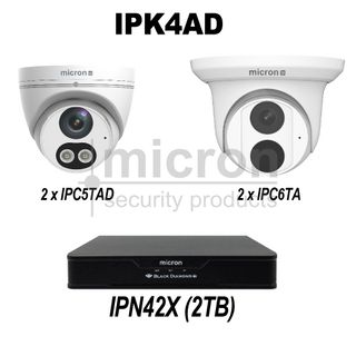 4ch IP Kit Inc 2 x IPC5TAD & 2 x IPC6TA Turrets. 2 TB HDD