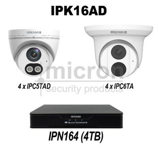 16ch IP Kit Inc 4 x IPC5TAD & 4 x IPC6TA Turrets. 4 TB HDD