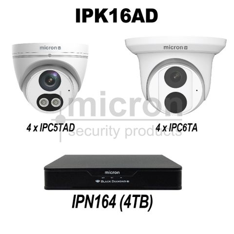 16ch IP Kit Inc 4 x IPC5TAD & 4 x IPC6TA Turrets. 4 TB HDD