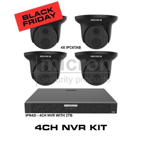 4ch NVR Kit With 4 x 6mp Black Turret