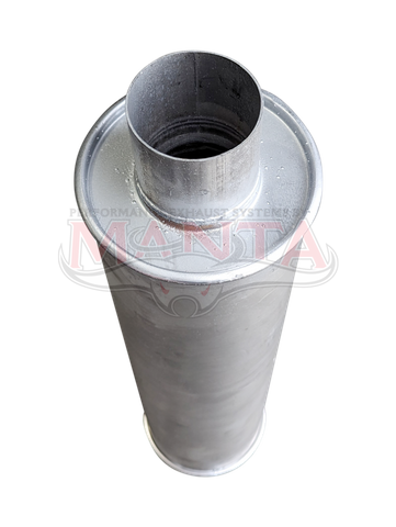 3in, 6in Round Centre/Centre, 24in (600mm) Long, Baffled Muffler - Quiet - Aluminised Steel