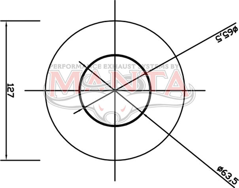 2 1/2in, 5in Round Centre/Centre, 12in (300mm) Long, Megaflow Muffler - Medium - Aluminised Steel