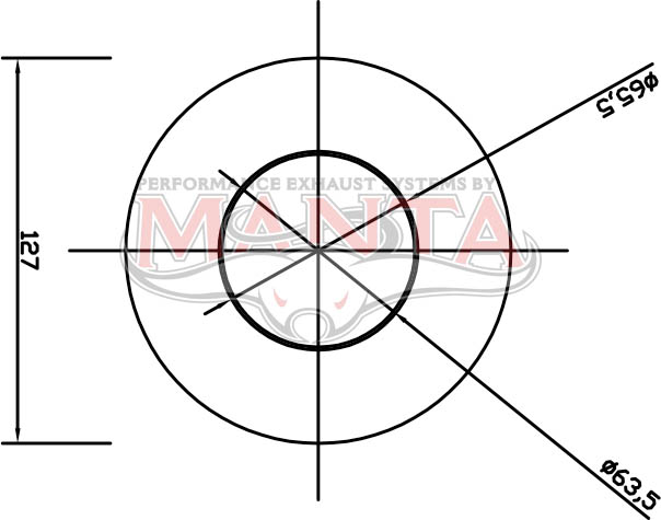 2 1/2in, 5in Round Centre/Centre, 12in (300mm) Long, Megaflow Muffler - Medium - Aluminised Steel