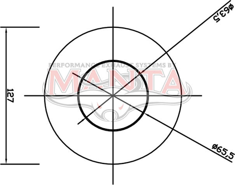 2 1/2in, 5in Round Centre/Centre, 12in (300mm) Long, Megaflow Muffler - Medium - Aluminised Steel