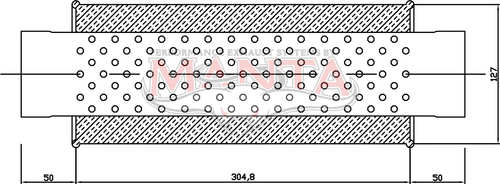 3in, 5in Round Centre/Centre, 12in (300mm) Long, GROWLER Megaflow Muffler - Medium - 409 Stainless