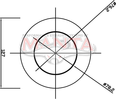 3in, 5in Round Centre/Centre, 12in (300mm) Long, Megaflow Muffler - Medium - Aluminised Steel