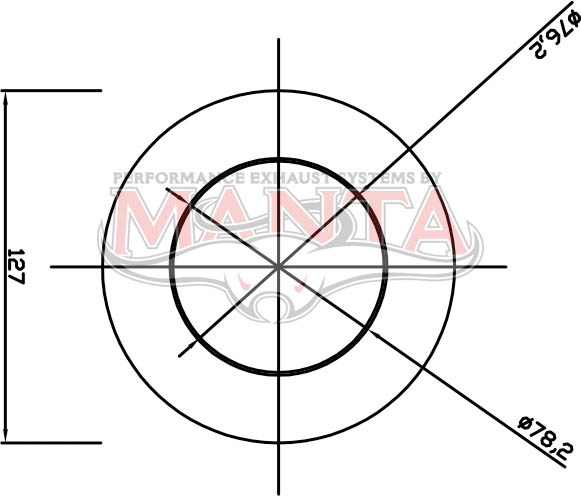 3in, 5in Round Centre/Centre, 12in (300mm) Long, GROWLER Megaflow Muffler - Medium - 409 Stainless