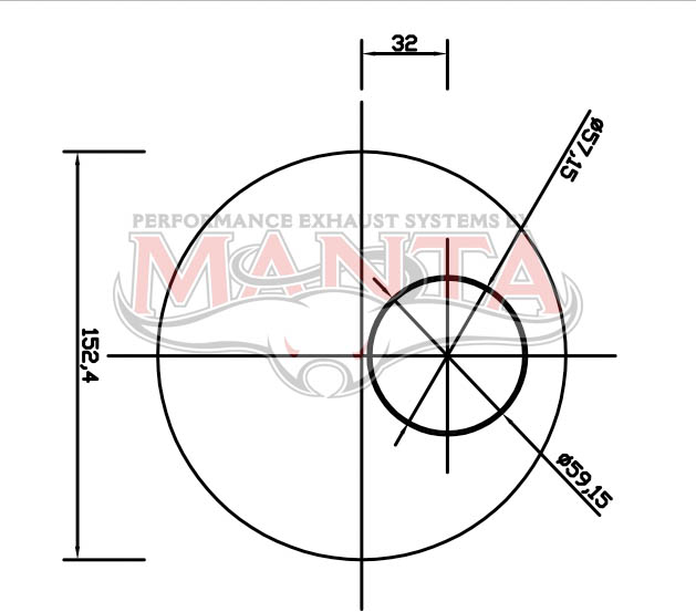 2 1/4in, 6in Round Offset/Offset, 16in (400mm) Long, Megaflow Muffler - Medium - Aluminised Steel