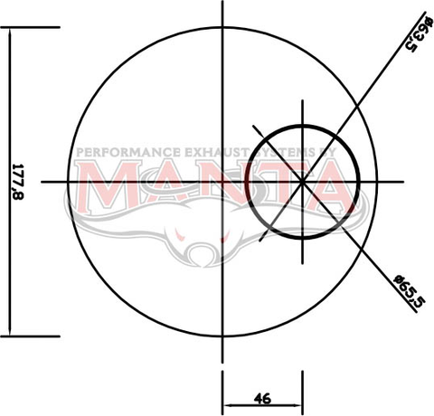 2 1/2in, 7in Round Offset/Offset, 20in (500mm) Long, Megaflow Muffler - Medium - Aluminised Steel