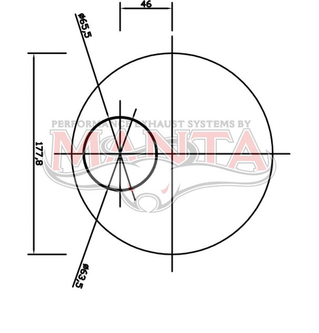 2 1/2in, 7in Round Offset/Offset, 20in (500mm) Long, Megaflow Muffler - Medium - Aluminised Steel