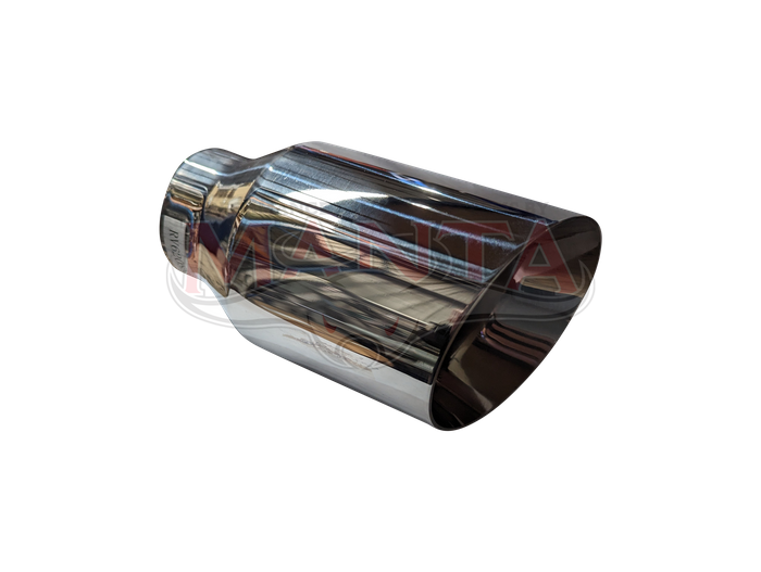 2 1/2in Inlet, 4in Outlet, 8in Long, Round, 15 deg Angle Cut (Polished Inner Cone), Stainless Steel