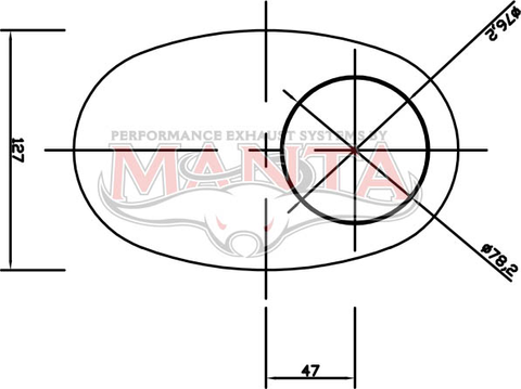 3in, 8in x 5in Oval Offset/Centre, 14in (350mm) Long, Megaflow Muffler - Medium - Aluminised Steel