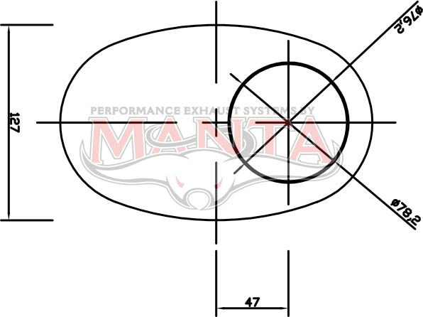 3in, 8in x 5in Oval Offset/Centre, 14in (350mm) Long, Megaflow Muffler - Medium - Aluminised Steel